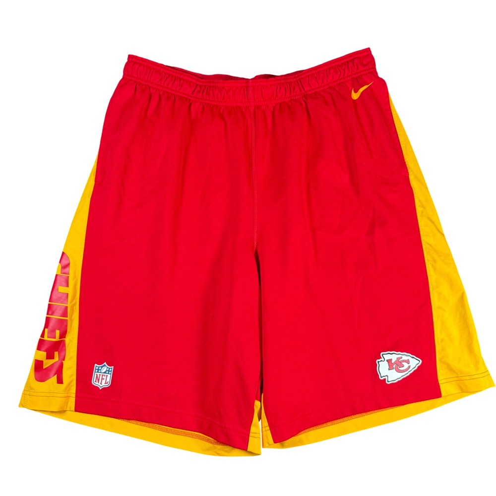 Nike Kansas City Chiefs Shorts Mens XXL Red Yellow NFL Onfield Dri-FIT Training
